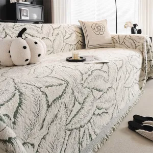 Palm Leaf Print Thickened Sofa Protection Multi-Purpose Throw Couch Cover