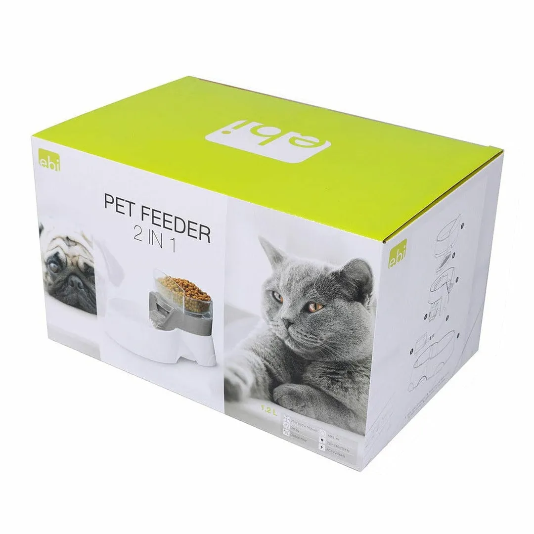 PET FEEDER 2IN1 28x19x17cm grey
