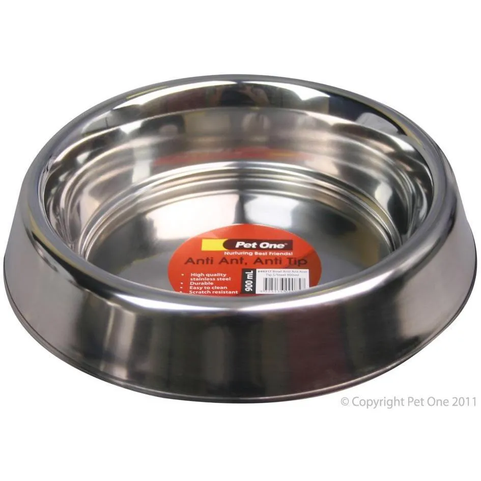 Pet One Bowl Stainless Steel Anti Ant 900Ml