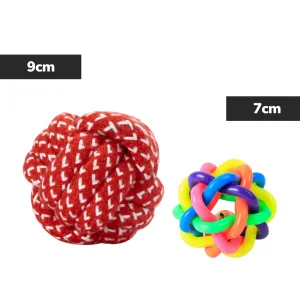 Pet Vogue Bouncy Rubber Ball & Skatrs Rope Ball Chew Toy Dog Combo
