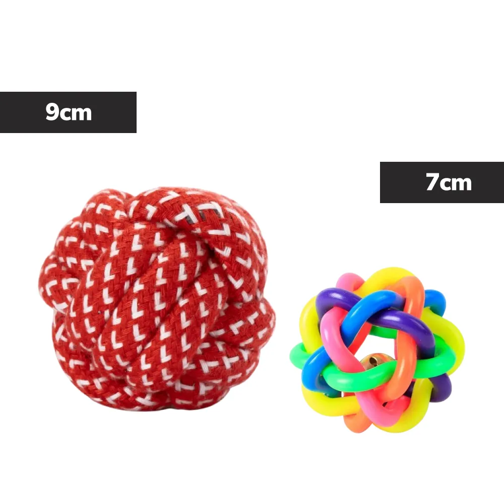 Pet Vogue Bouncy Rubber Ball & Skatrs Rope Ball Chew Toy Dog Combo
