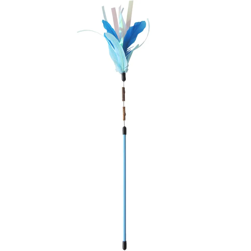 Petz Route Rustling Sounds With Silvervine Cat Wand Toy (Blue)