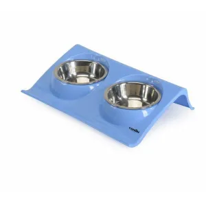 Plastic tray with 2 steel bowls