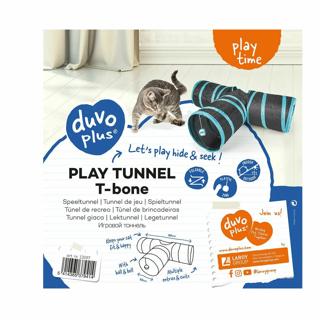 Play tunnel T-bone 80x25cm blue/black