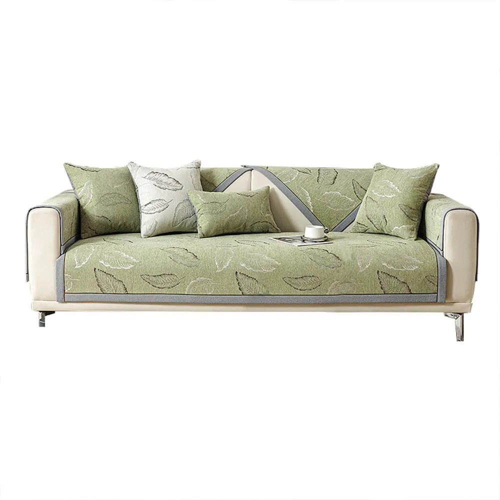 Premium Leaf Texture Chenille Non-Slip Anti-Scratch Couch Cover