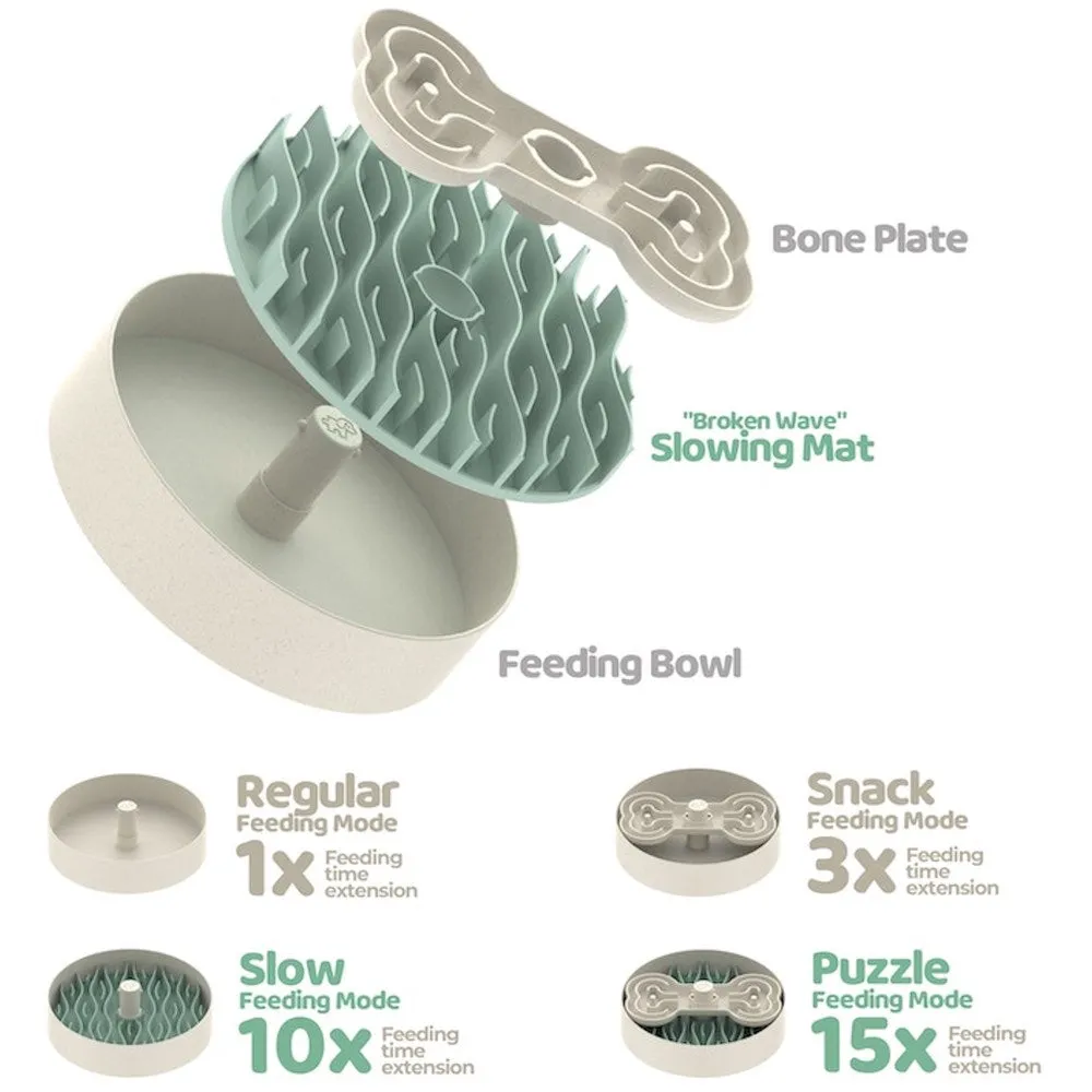 Puzzle Feeder Interactive Dog Bowl (Broken Wave, Pink)