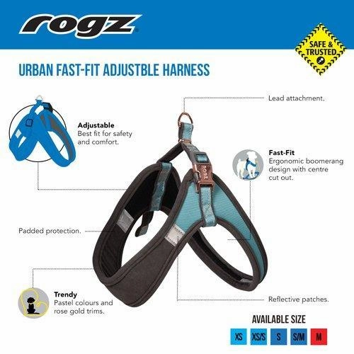 Rogz URBAN Adj Fast-Fit Harness Turquoise Moon