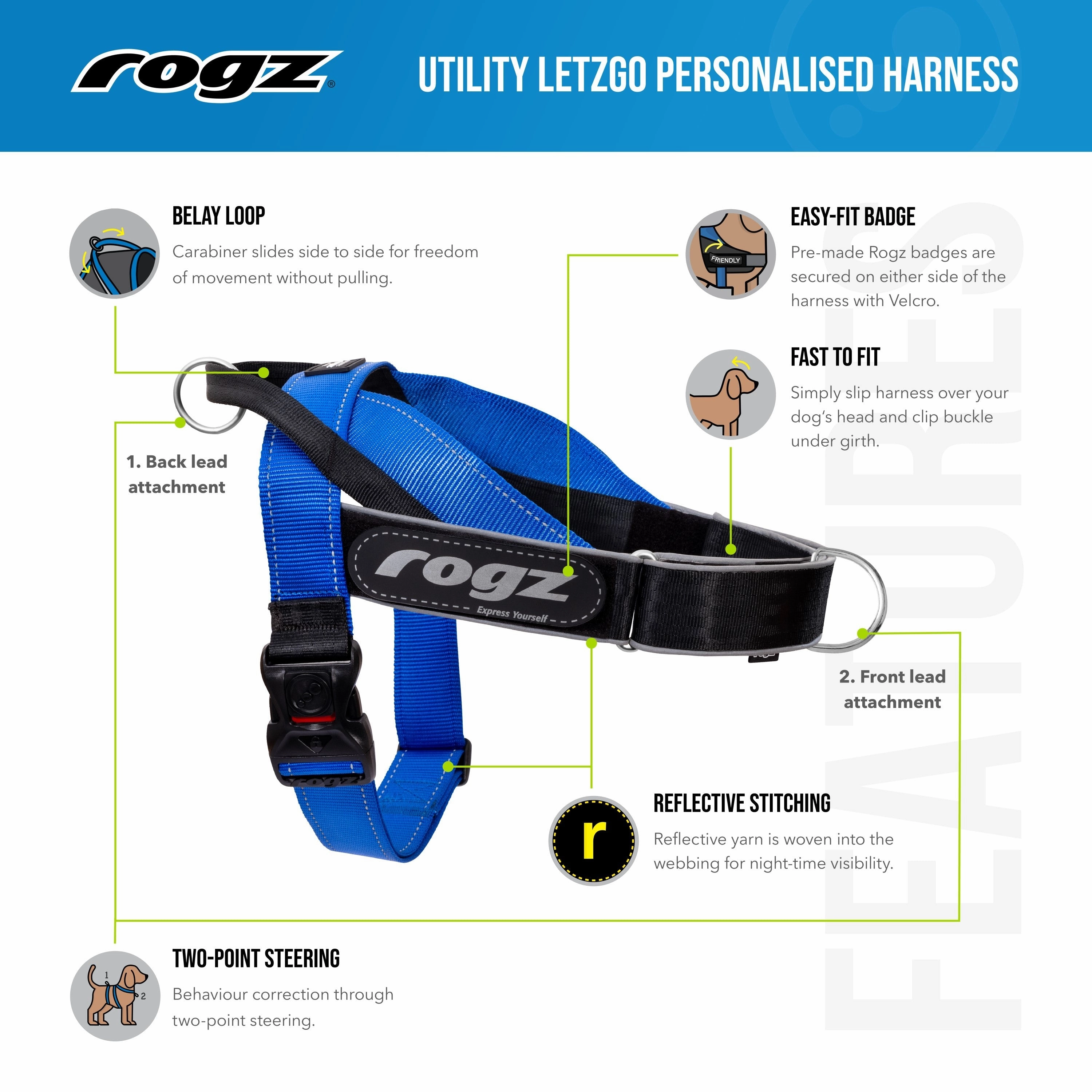 Rogz Utility LetzGo Personalised Harness Red Sml