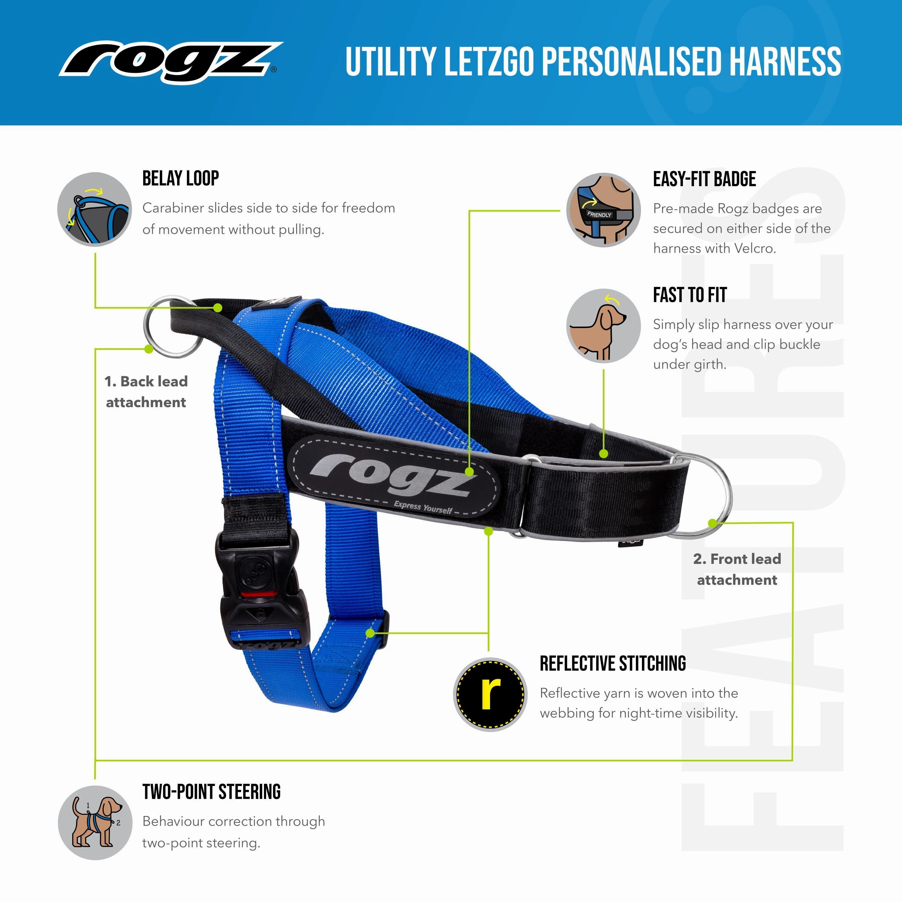 Rogz Utility LetzGo Personalised Harness Red Xlge