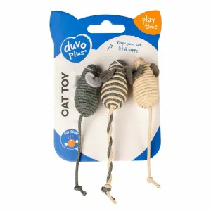 Rope small mice 3pc - 14x2x1,5cm grey