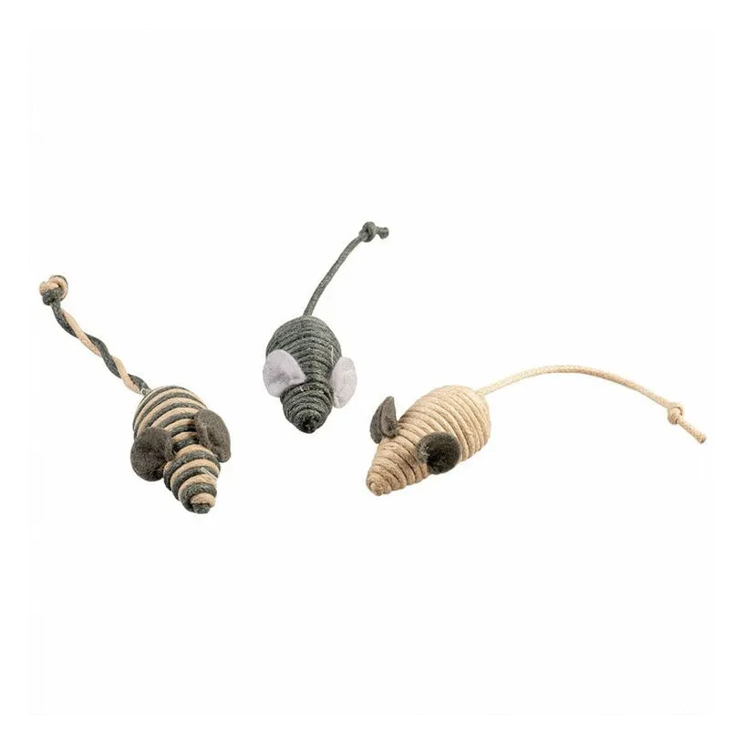 Rope small mice 3pc - 14x2x1,5cm grey