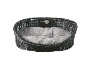 RUSTIC RATTAN WITH CUSHION M - 58x44x19cm black/anthracite
