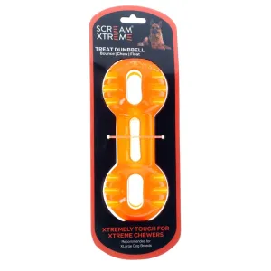 Scream Xtreme Treat Dumbbell Dog Toy Orange Extra Large ($)($)