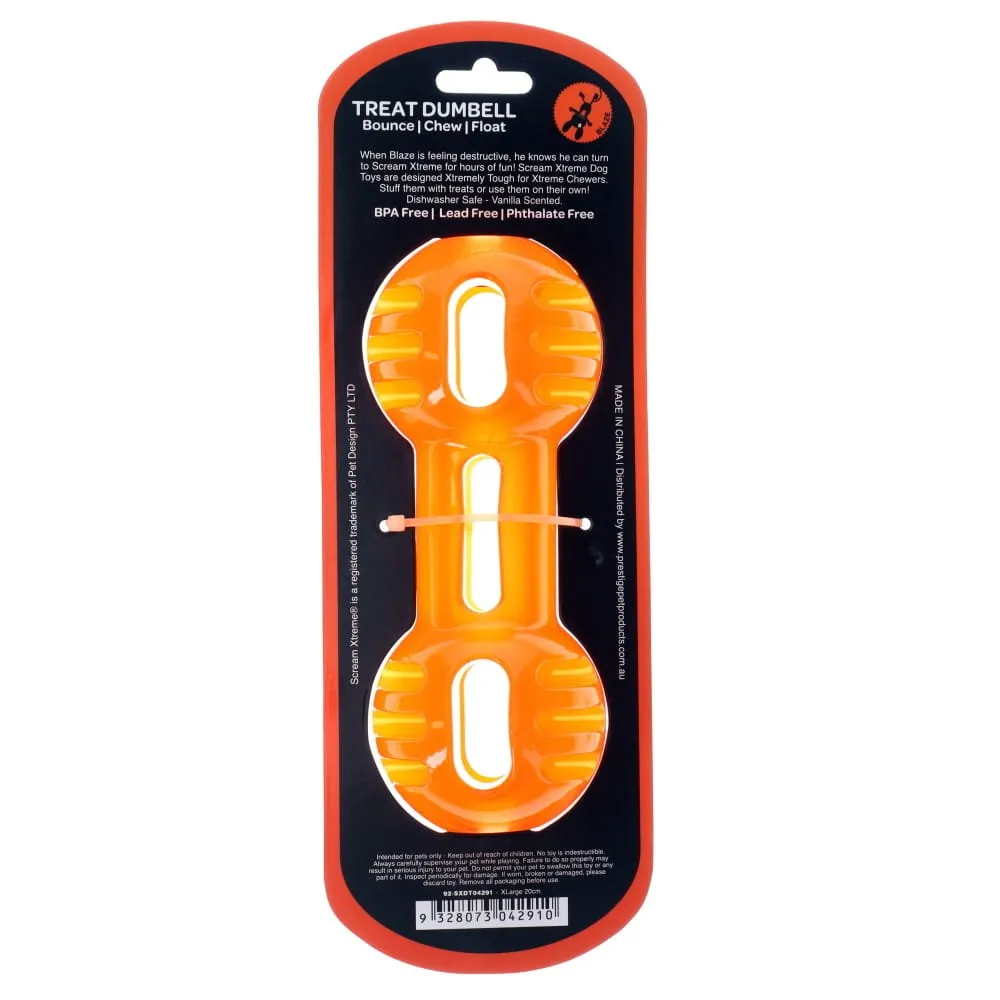 Scream Xtreme Treat Dumbbell Dog Toy Orange Extra Large ($)($)