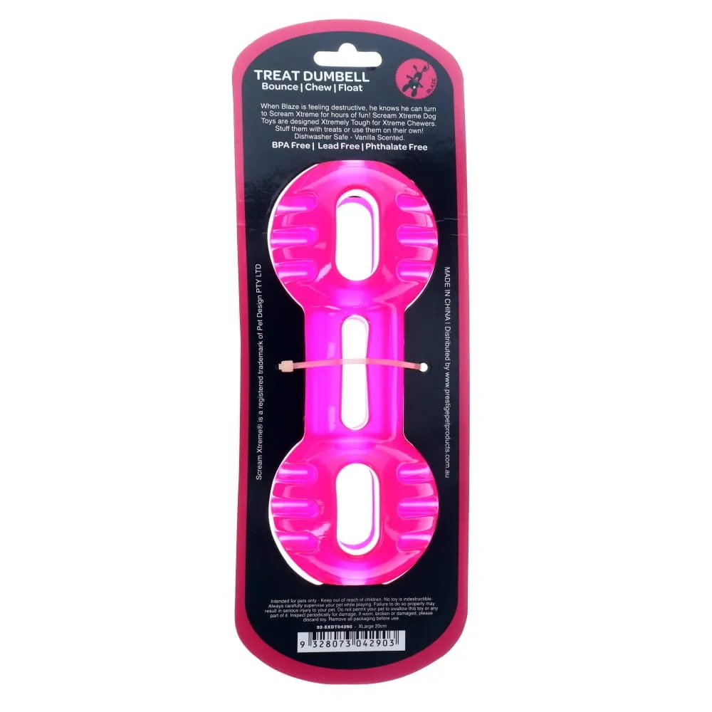 Scream Xtreme Treat Dumbbell Dog Toy Pink Extra Large ($)($)