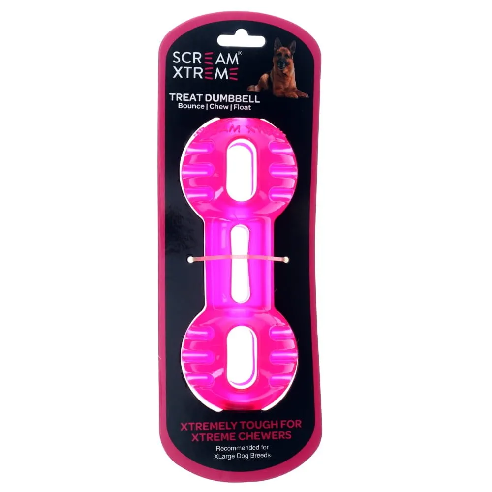 Scream Xtreme Treat Dumbbell Dog Toy Pink Extra Large ($)($)