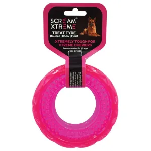 Scream Xtreme Treat Tyre Extra Large Pink Dog Toy ($)($)