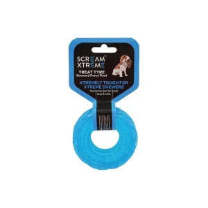 Scream Xtreme Treat Tyre Small Blue Dog Toy ($)($)