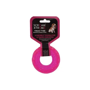 Scream Xtreme Treat Tyre Small Pink Dog Toy ($)($)