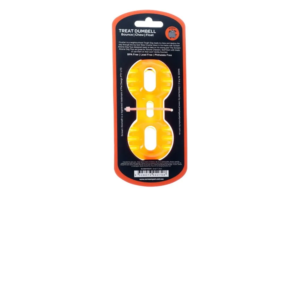 Screme Xtreme Treat Dumbbell Dog Toy Orange Small ($)($)