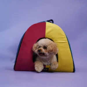 Skatrs Travel Burrow Cozy Portable Home for Dogs and Cats (Red/Yellow/Blue)