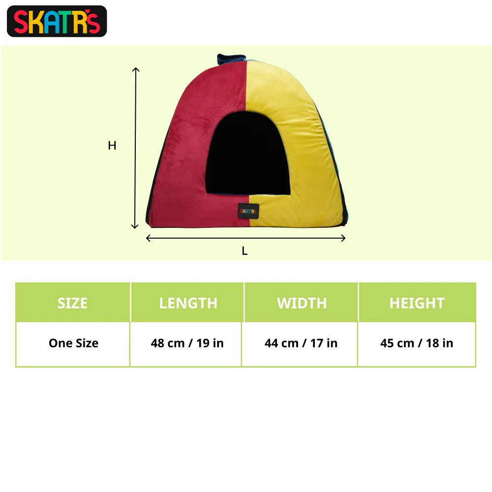 Skatrs Travel Burrow Cozy Portable Home for Dogs and Cats (Red/Yellow/Blue)