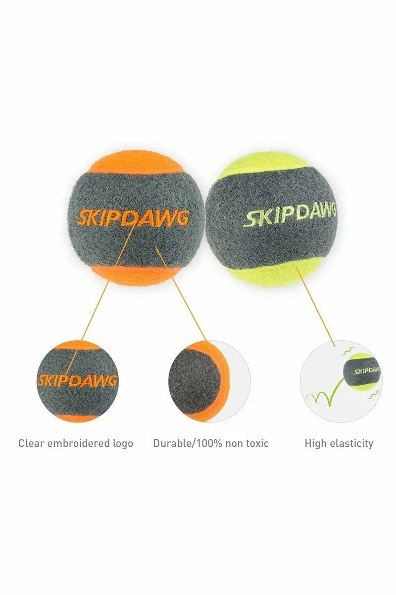 SKIPDAWG Squeaky Dog Tennis Balls (Pack of 4)