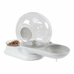 Snail Water Dispenser & Food Bowl 2 In 1 Grey