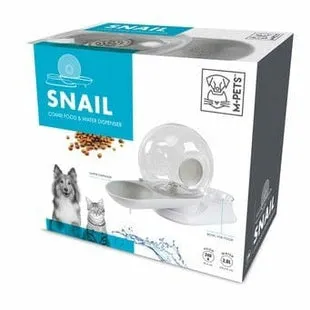 Snail Water Dispenser & Food Bowl 2 In 1 Grey