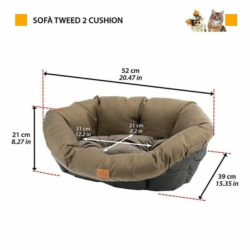 Sofa 2 Tweed Cushion Brown