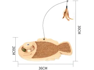 Solid Wood Pine Board   Sisal   Steel Wire   Feather   Cat Grass Ball-F