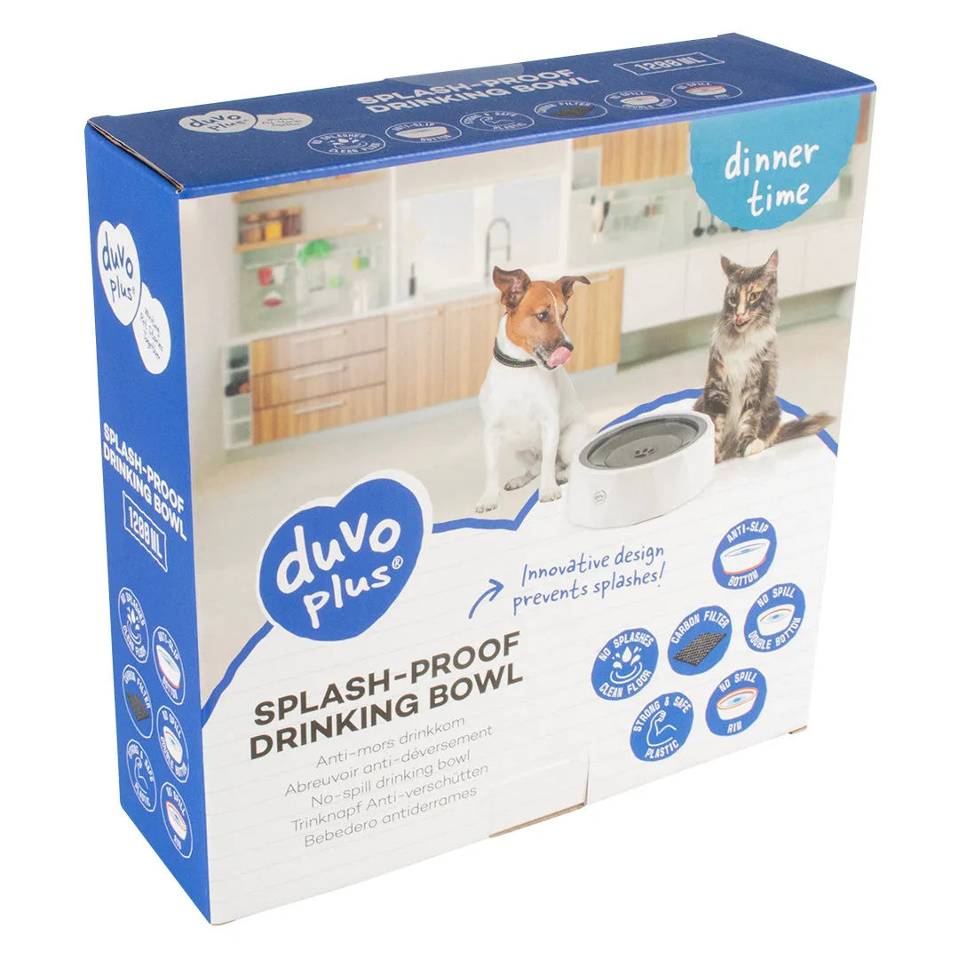 Splash-proof drinking bowl poly 1200ml - 22x22x7cm white/grey