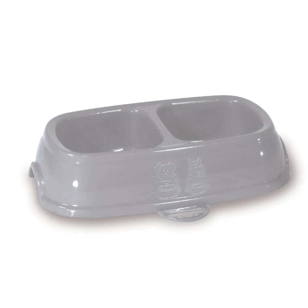 Stefanplast Break 13 Double Bowl Stone Grey 21cm x 13cm x H5cm