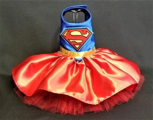 Supergirl Dog Harness Dress