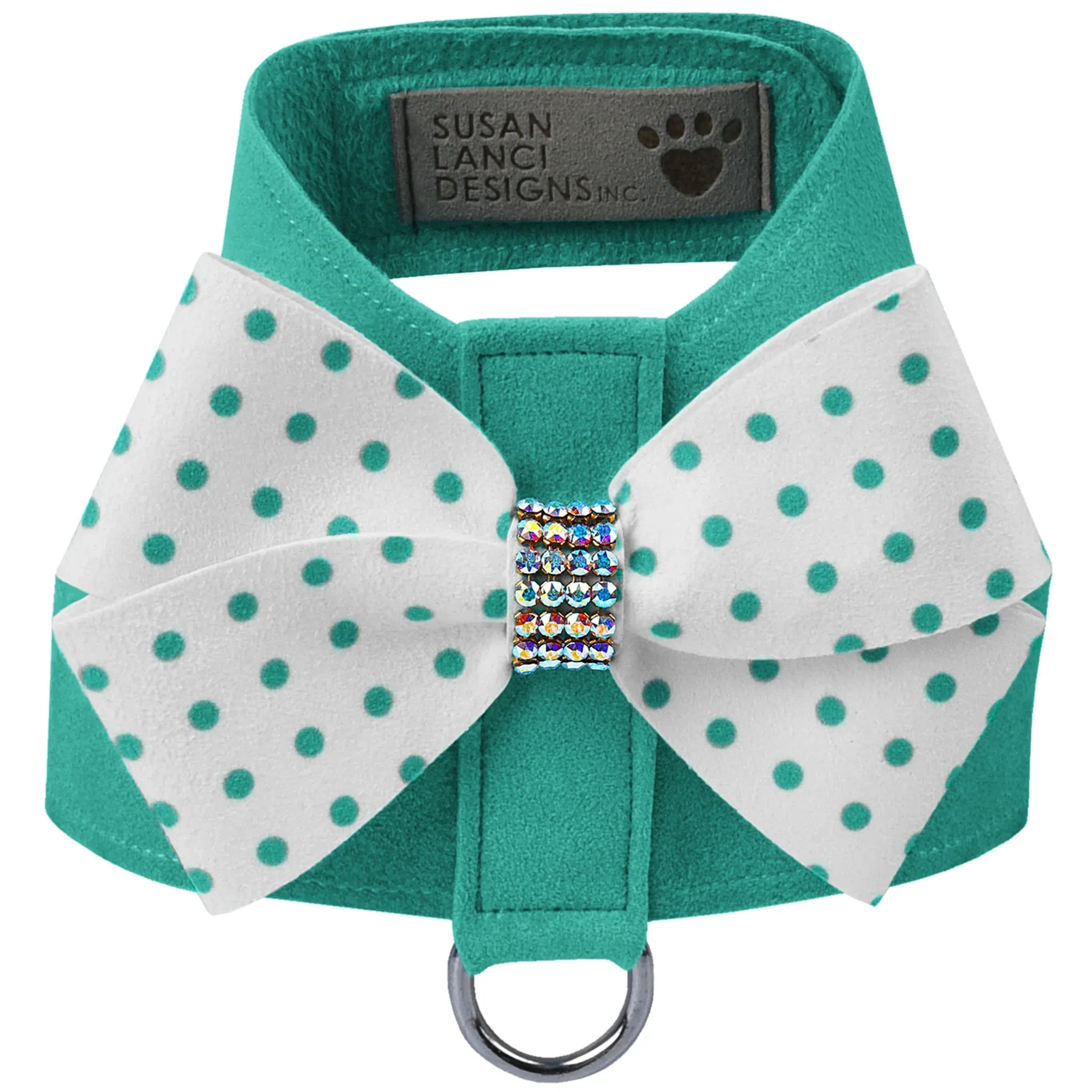 Susan Lanci Bimini Polka Dot Nouveau Bow Tinkie Harness with Ab Crystal