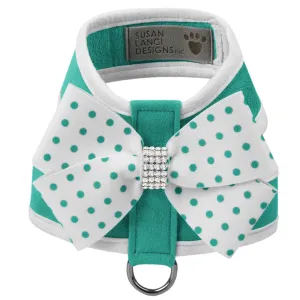 Susan Lanci Bimini Polka Dot Nouveau Bow with AB Giltmore Tinkie Harness with White Trim