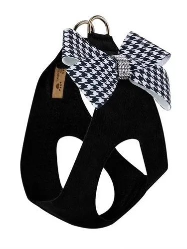 Susan Lanci Black and White Houndstooth Nouveau Bow Step In Harness