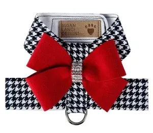 Susan Lanci Black and White Houndstooth Red Nouveau Bow Tinkie Harness