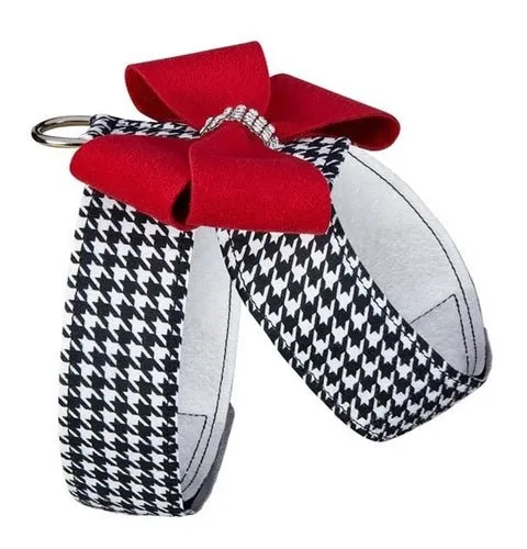 Susan Lanci Black and White Houndstooth Red Nouveau Bow Tinkie Harness