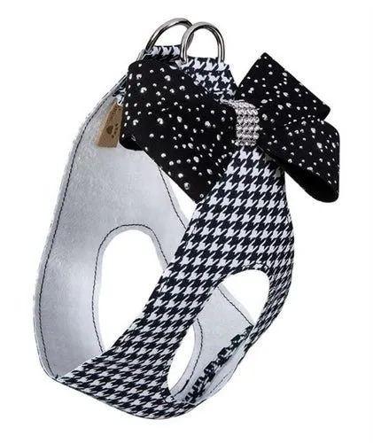 Susan Lanci Black and White Houndstooth with Silver Stardust Nouveau Bow Step in Harness
