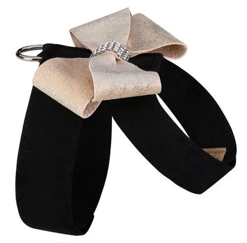 Susan Lanci Black Tinkie Harness with Champagne Glitzerati Nouveau Bow