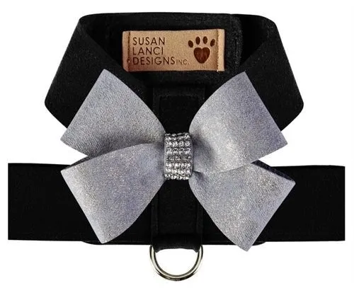 Susan Lanci Black Tinkie Harness with Platinum Glitzerati Nouveau Bow