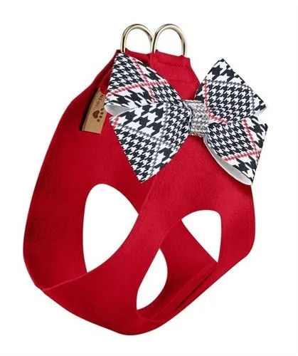 Susan Lanci Classic Glen Houndstooth Nouveau Bow with Red Pepper Step In Harness
