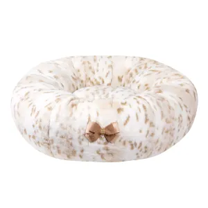Susan Lanci Double Nouveau Bow Soft Arctic Snow Leopard Bed