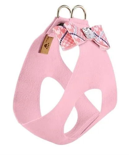 Susan Lanci Peaches N Cream Glen Houndstooth Big Bow Puppy Pink Step In Harness