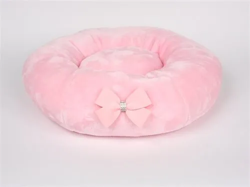 Susan Lanci Spa Bed with Nouveau Bow - Puppy Pink