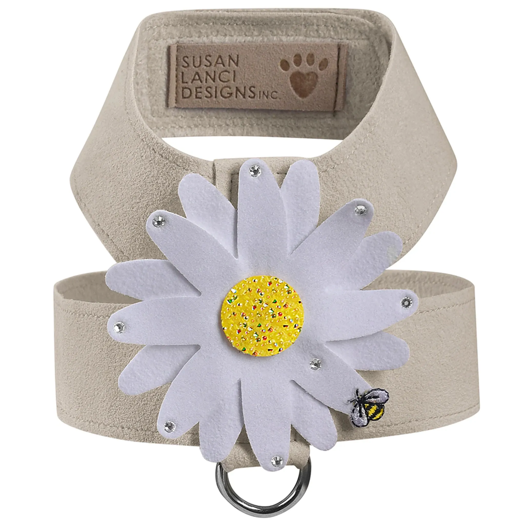 Susan Lanci Tinkie Large Daisy with AB Crystals Tinkie Ultrasuede Harnesses
