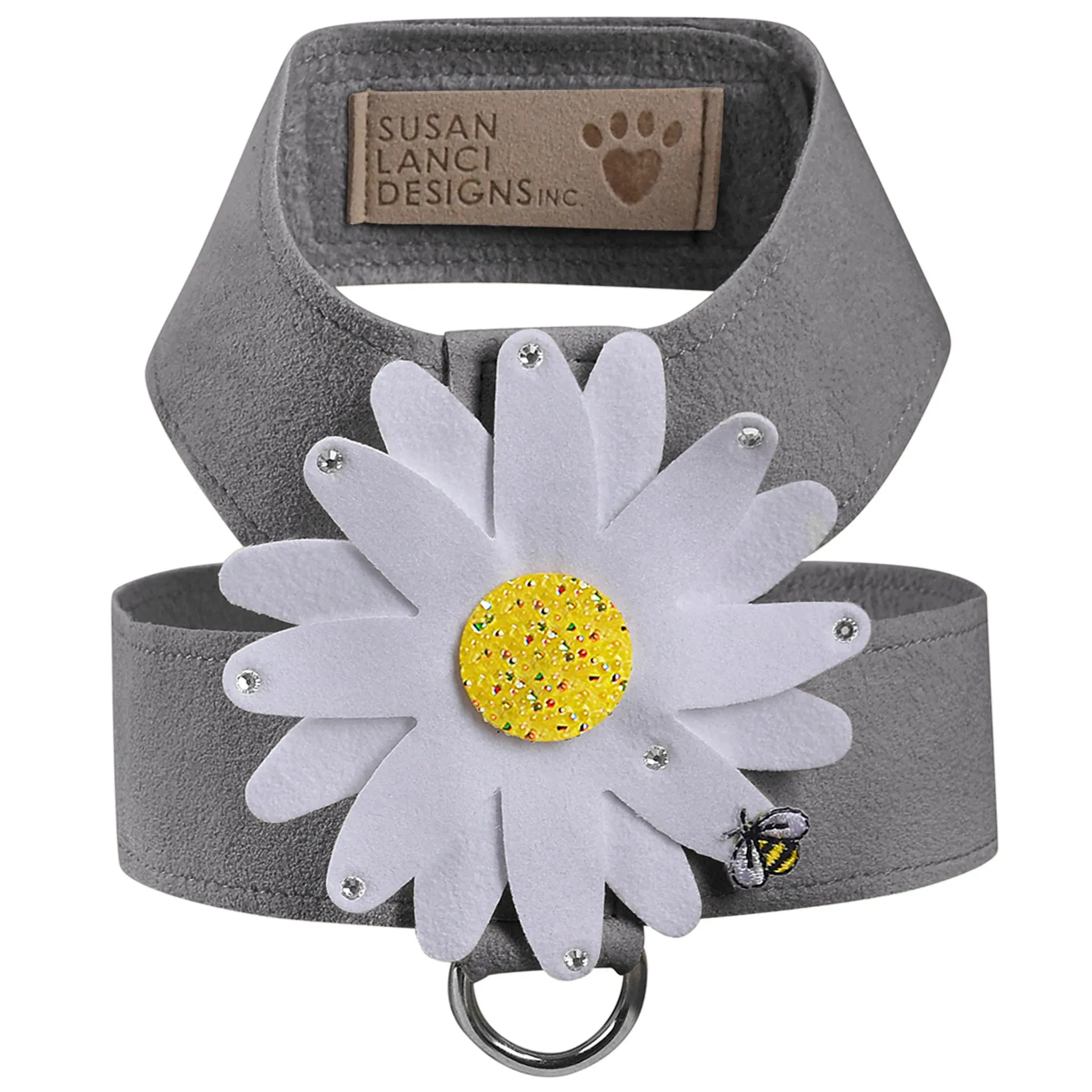 Susan Lanci Tinkie Large Daisy with AB Crystals Tinkie Ultrasuede Harnesses