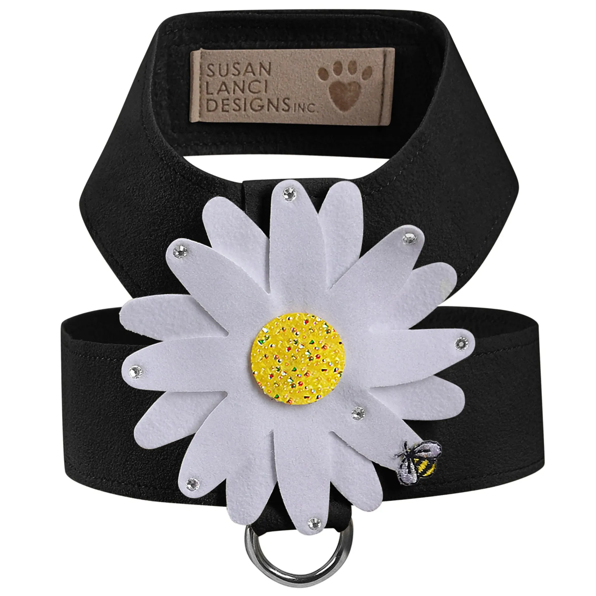 Susan Lanci Tinkie Large Daisy with AB Crystals Tinkie Ultrasuede Harnesses