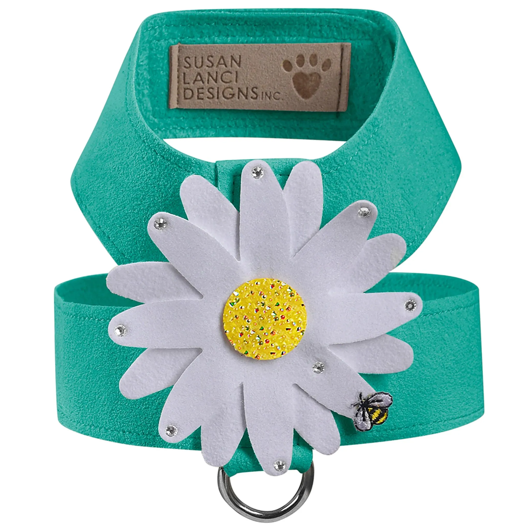 Susan Lanci Tinkie Large Daisy with AB Crystals Tinkie Ultrasuede Harnesses